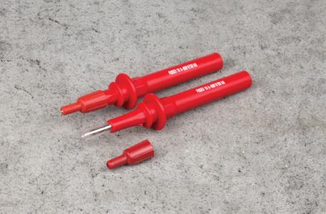 Prøvepind 490 med 10A sikring og glidekappe, rød