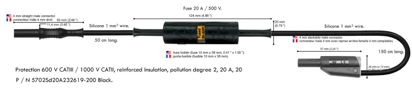 Prøveledning med sikring 20A, RØD