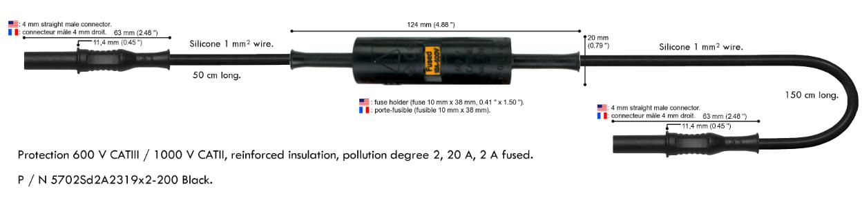 Prøveledning med sikring 2A, RØD